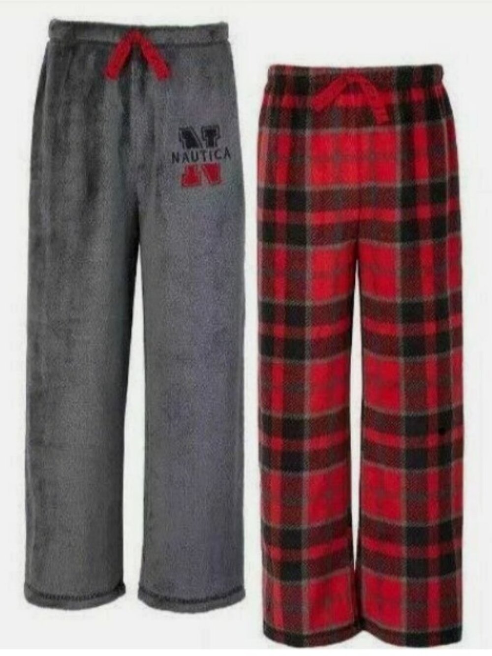 Nautica BOY'S 2-Pack Sleep Pants, RED PLAID - GREY, 7